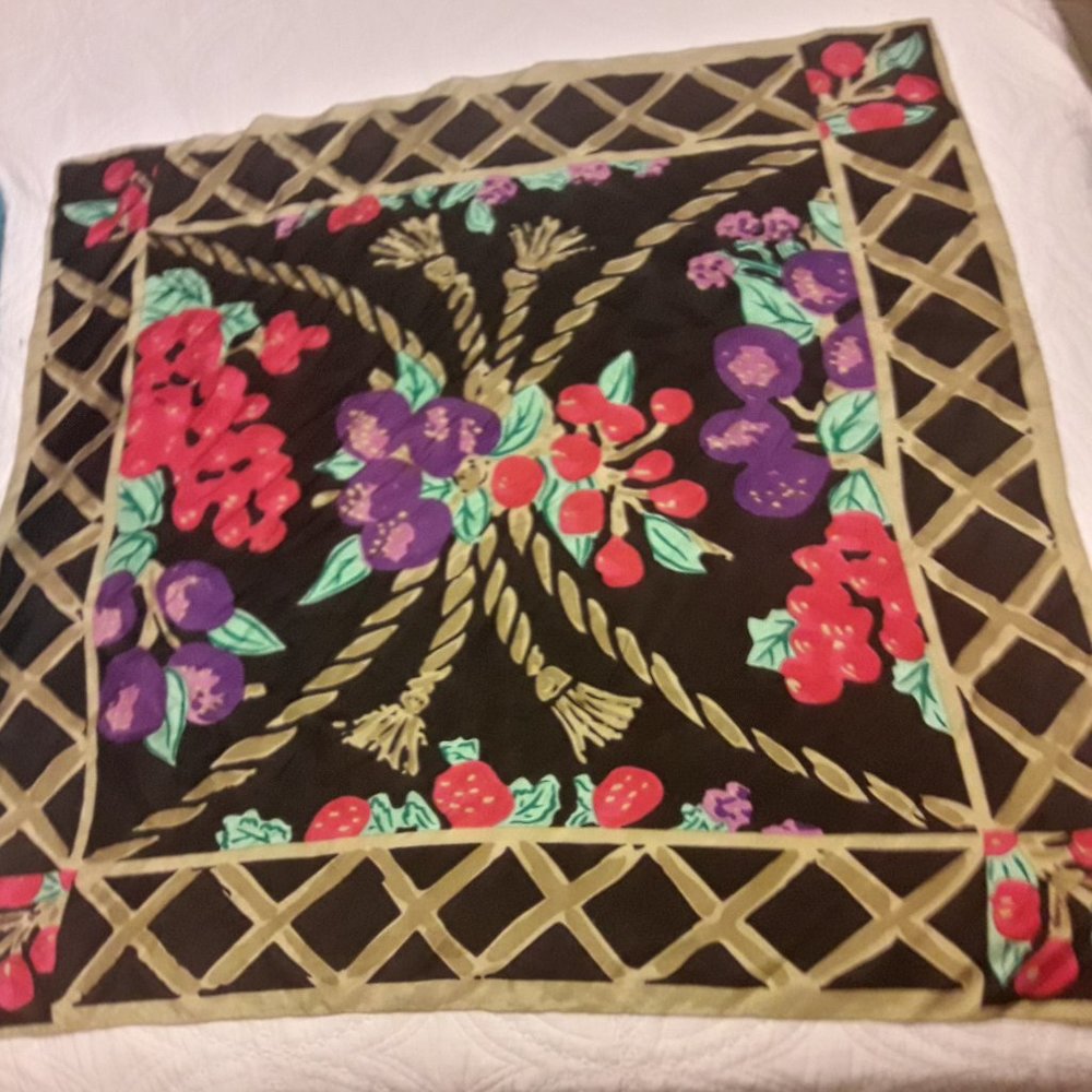 Silk Scarf Vintage Large Square Giorgio Beverly HillsColorful - Picture 3 of 10